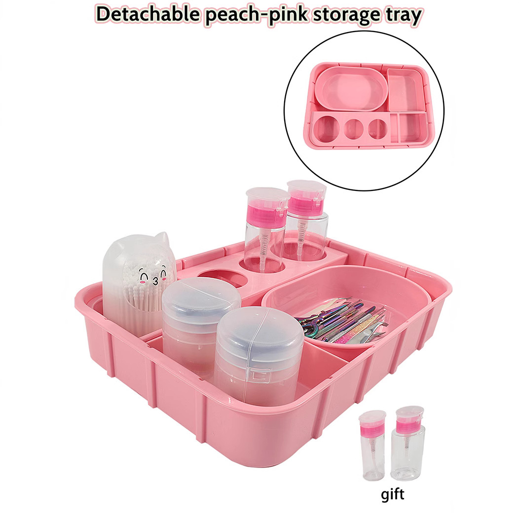 Nuevo juego de placa de trabajo rosa bandeja de joyería de acero inoxidable herramientas de uñas cosméticos bandeja de almacenamiento de metal