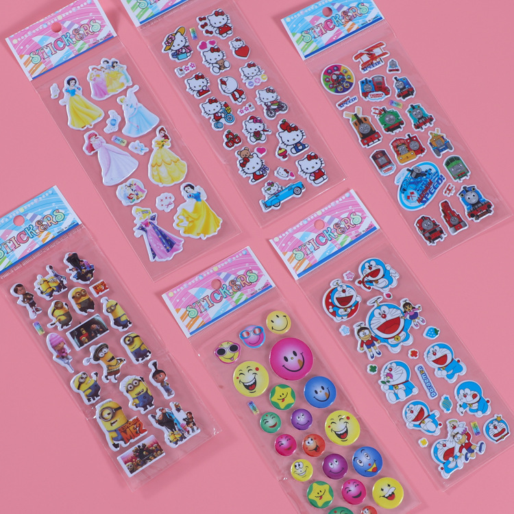 Pegatinas de dibujos animados para niños Pegatinas de burbujas tridimensionales en 3D Pegatinas de animales de recompensa de jardín de infantes Pegatinas de dibujos animados lindo para estudiantes