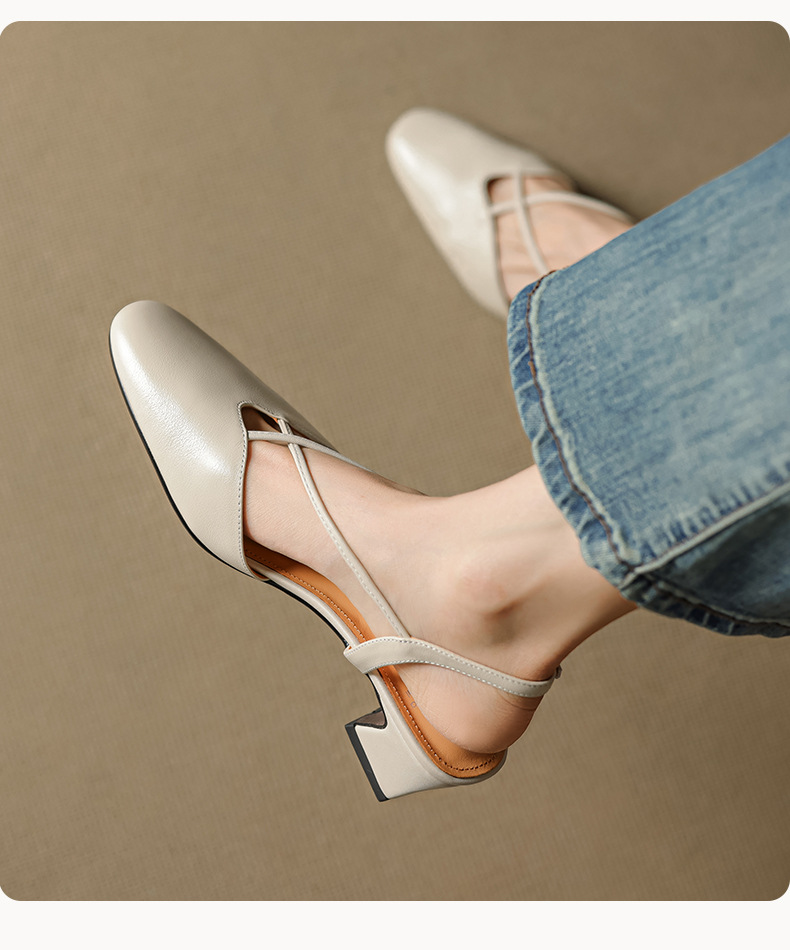 Sandal cao gót nữ mũi kín quai chéo buộc dây phong cách Hàn Quốc — đen chi tiết 14