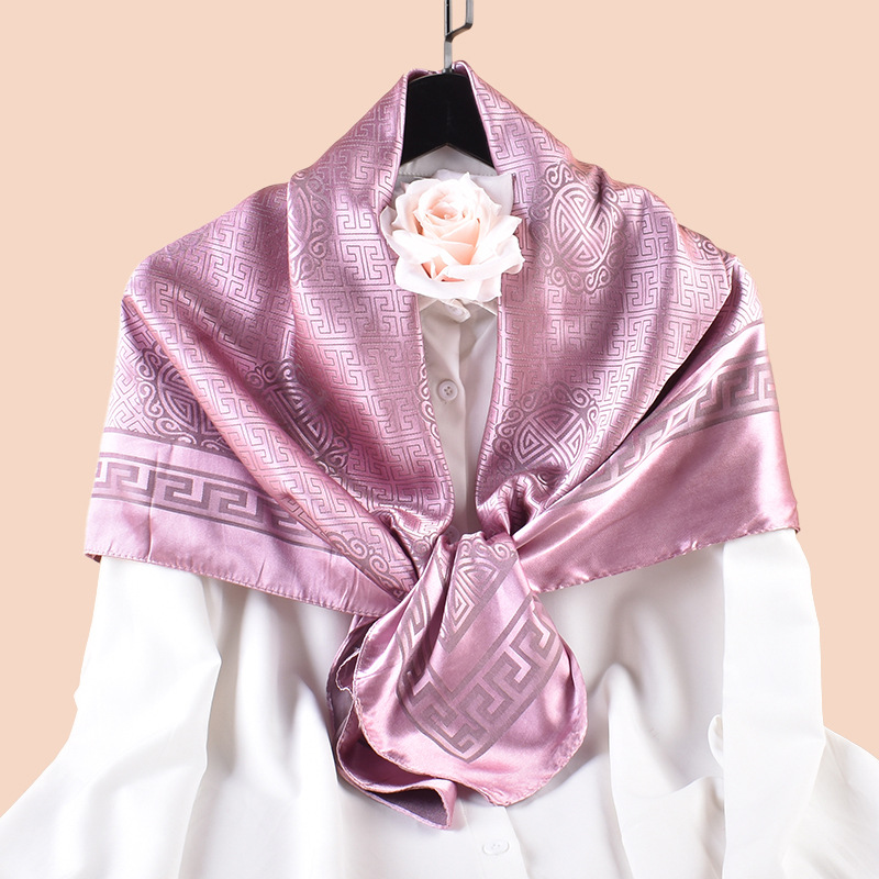 2024 New European and American Fashion Geometric Ring Printed Scarf Sunscreen Silk Scarf 90 Jacquard Square Scarf