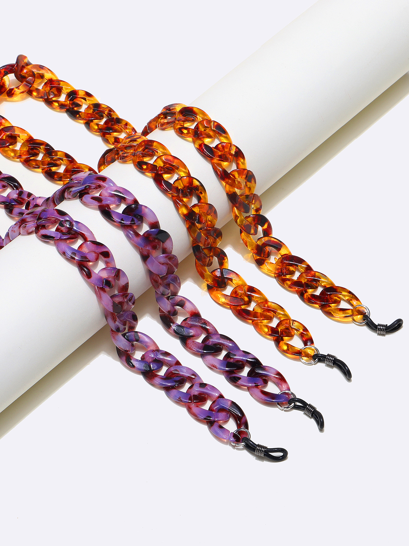 62g Weight Arylic Material Vintage Two-piece Acrylic Leopard Print Purple Glasses Chain Wholesale Nihaojewelry 无