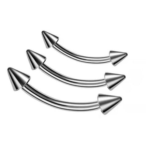 G23 titanium alloy external thread double-headed tapered round ball curved rod C-bar ear studs, tongue studs, nipple studs, eyebrow studs piercing jewelry