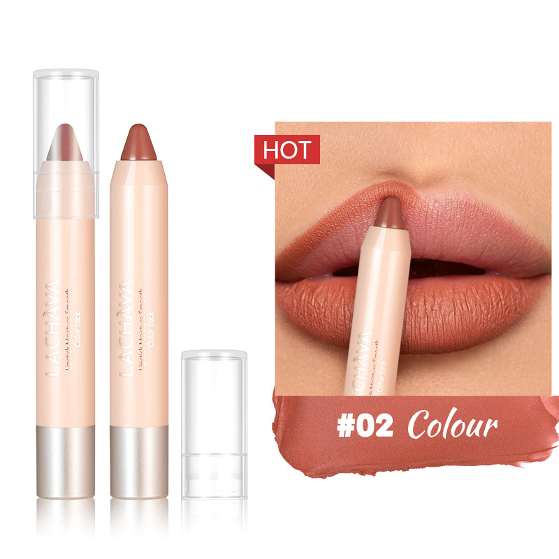 Heißer Verkauf LACHAVA 8 Farbe Matte Lippenstift Stift Wasserdicht Antihaft Tasse Lipliner Linie Haken Lip Pen Make-Up_voghion.com