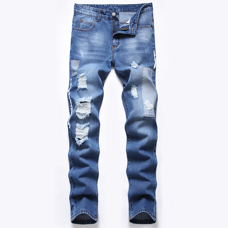 Herren Jeans Im Used Look Gerade Geschnitten Lässig_voghion.com