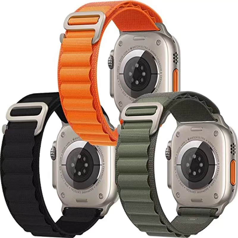 Applicable to Apple S8/9/10UItra Viscose Nylon Alpine Loop Strap Metal Head Huaqiang North Modified Wristband