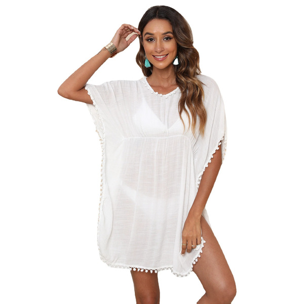 Seaside holiday beach blouse Ball ball gastric stitching irregular…