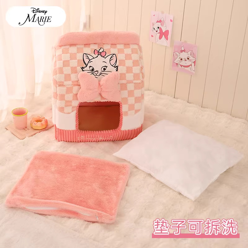 Disney Mary Cat series gatos cerrados invierno calentamiento grueso mascota seguridad gato cama invierno