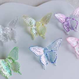 diy饰品配件批发复古透明幻彩小蝴蝶发夹仙气甜美发饰材料饰品