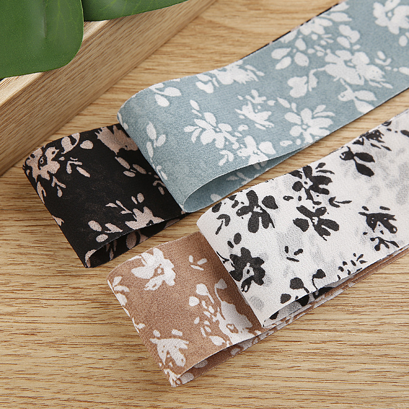 Two-Sided Printed Chiffon Ribbon Butterfly Knot DIY Hair Accessory Clothing Grass Hat Shoes Flower Gift Decoration Polyester Ribbon