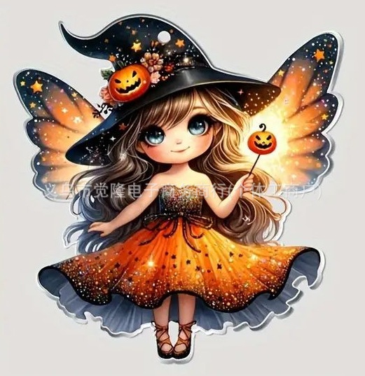 Nuevos productos transfronterizos de acrílico Halloween Elf de automóviles decoración colgante accesorios de llaves colgante soporte fijo image 6