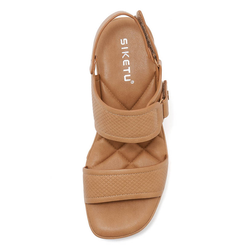 Dép sandal nữ đế dày quai Velcro mùa xuân hè 2025 — Màu đen, Màu camel, Màu trắng be chi tiết 29