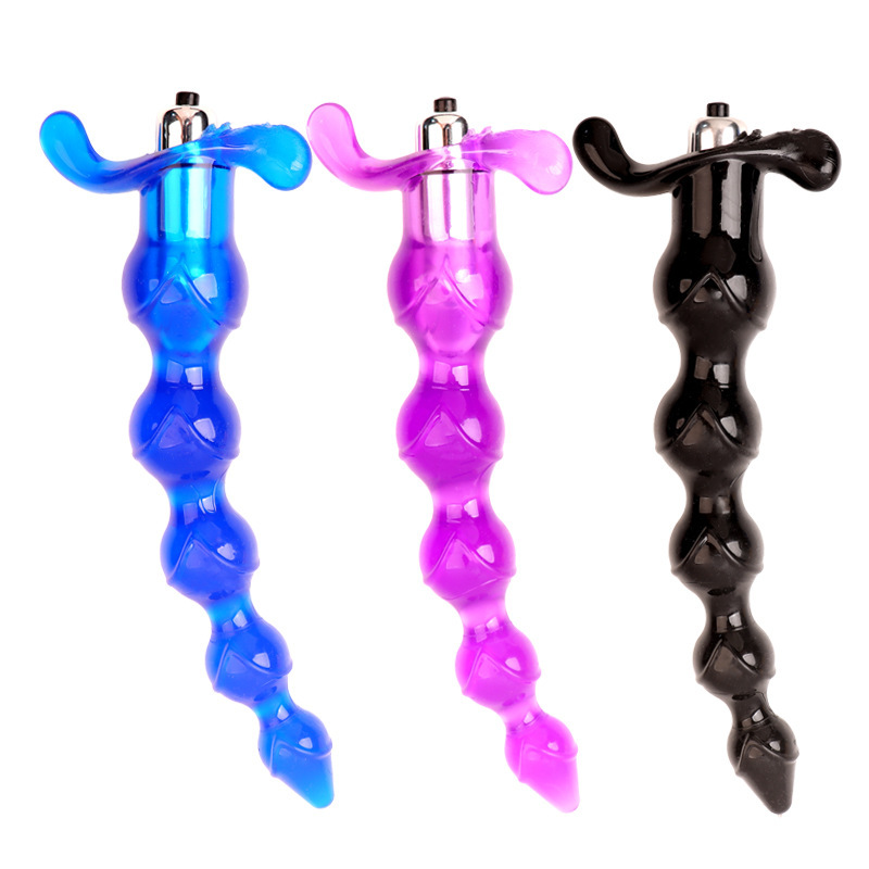 Vibrating Anal Beads with TPE Body, Purple Large Size, Adult Bed Toy — detail image 4