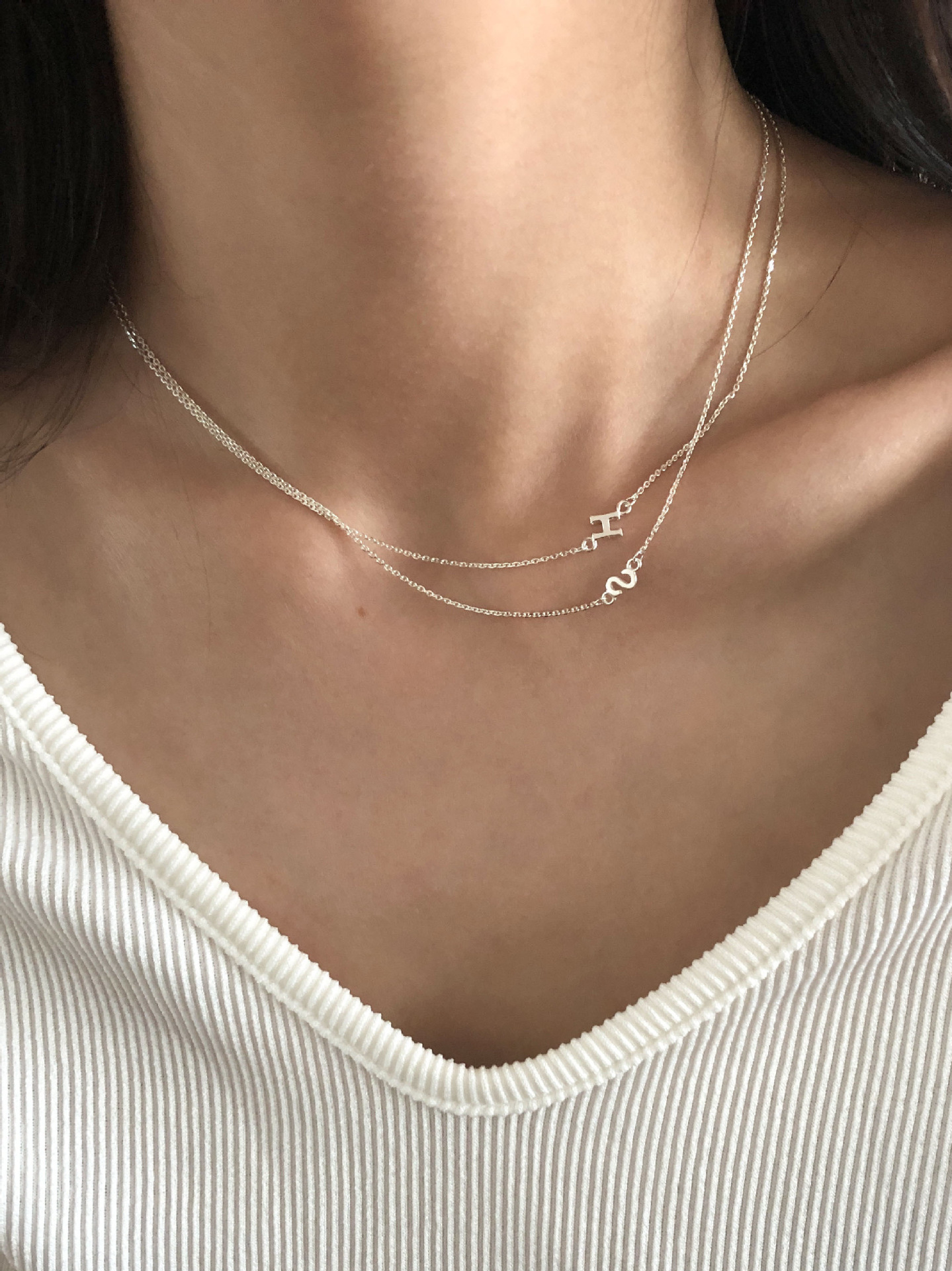 Argent Sterling 925 Chaîne De Câble Placage Lettre Collier display picture 1