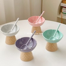 陶瓷甜品碗ins风陶瓷冰淇淋卡通商用甜品碗雪糕碗刨冰碗可爱