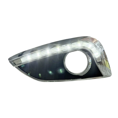 Suitable for 10-13 modern ix35 daytime running lights modified LED front fog lamp frame dedicated daytime running decorative lights (Gündüz işıqları) - l-shaped-silver-bowl-daytime-running-lightssingle-white-light-price-per-pair