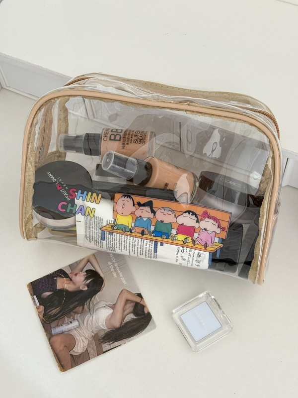 蜡笔小新PVC 化妆包可爱卡通透明防水外出旅行便携式大容量洗漱包|undefined