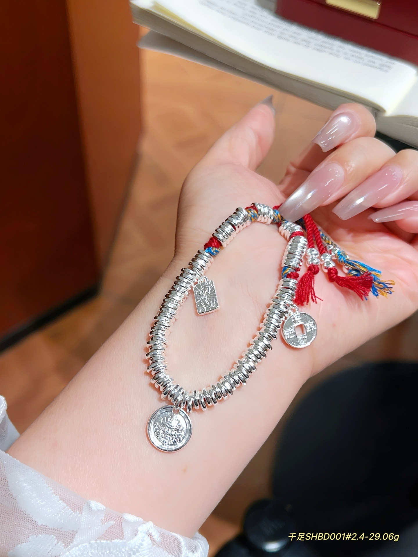 999 pulsera de alambre de plata de pie pulsera tejida de hilo arcoíris de bricolaje año de nacimiento cuerda de mano de plata rota para novia regalo de madre