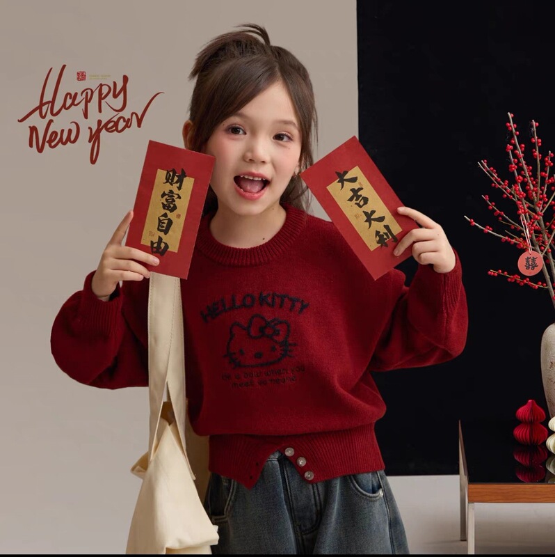 Girls Sweater Autumn Clothing 2025 New Korean Katie Kt Cat Sweater Autumn Children's Sweater Tops Top Girls Sweater Autumn Clothing 2025 New Korean Katie Kt Cat Sweater Autumn Children's Sweater Tops Top