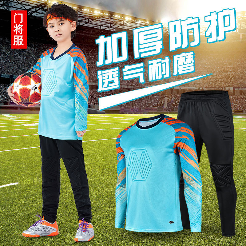Children's Goalkeeper Clothing Goalkeeper Uniform Thickened Sponge Adult Football Training Uniform Suit Long-Sleeved Shorts Football Uniform