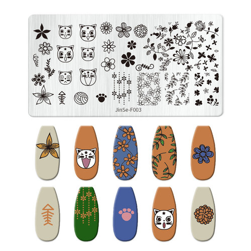 Nail Art Template Silicone Stamping Tool Set Steel Plate Geometric Transfer Complete Nail Version Japanese Style