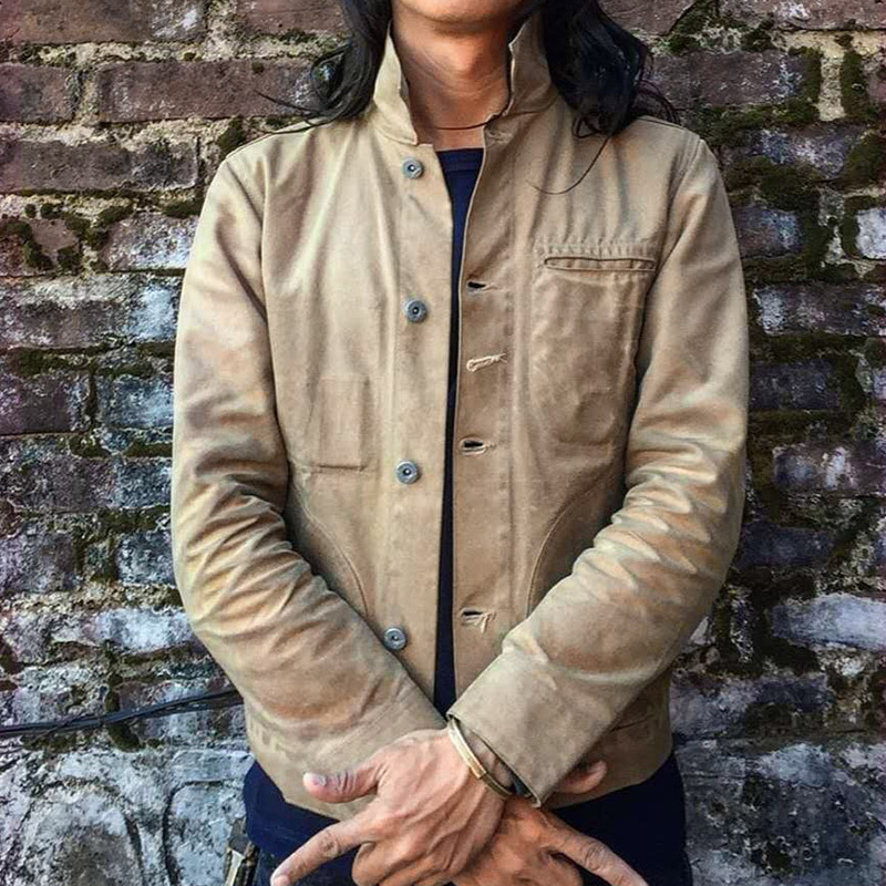 Qing Tian Tooling American Heavy Ancient Yellowstone Khaki Canvas Ami Kaji Oil Wax Jacket Hard Jacket Men's Wear