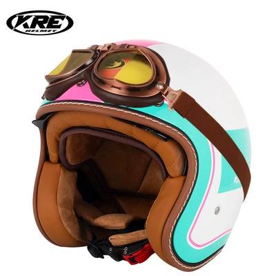 3C standard — Motosiklet kaskı (dəbilqə) - white-blue-pink-phantom-with-goggles-s