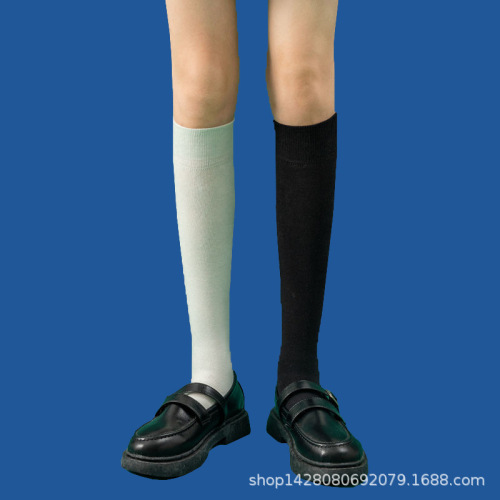 Wholesale 200 needle versatile cotton socks knee-high socks autumn and winter solid color black and white long socks mid-tube JK pressure slimming socks