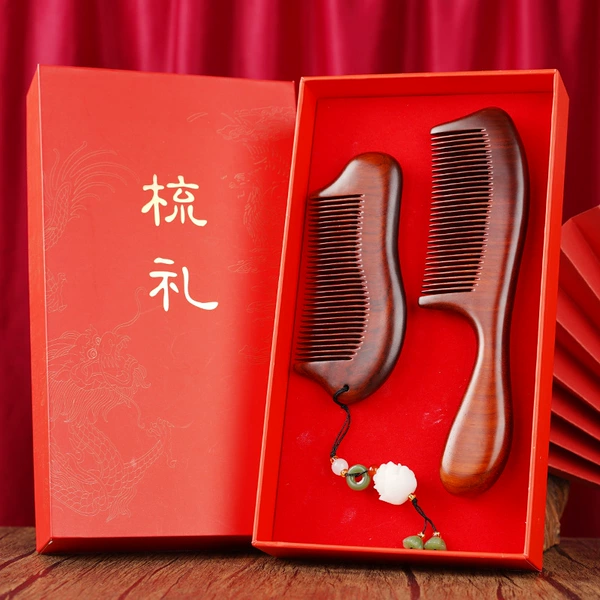 Round handle plain comb-dragon pattern gift box set