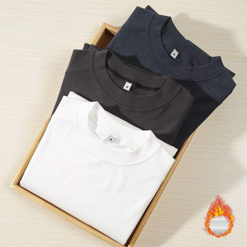 Мужская одежда Dengjue, осень 2025, базовая рубашка DeRong 280 г для мужчин, теплая футболка с полуворотником и длинным рукавом, универсальная.