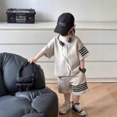 Boys and girls baby sports suit 2025 spring new casual fried street short sleeve shorts boys handsome two-piece suit