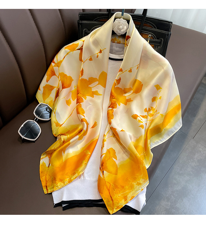 2022 nouveau foulard en soie de simulation imprim floral foulard dcoratif version corenne grand foulard carrpicture2