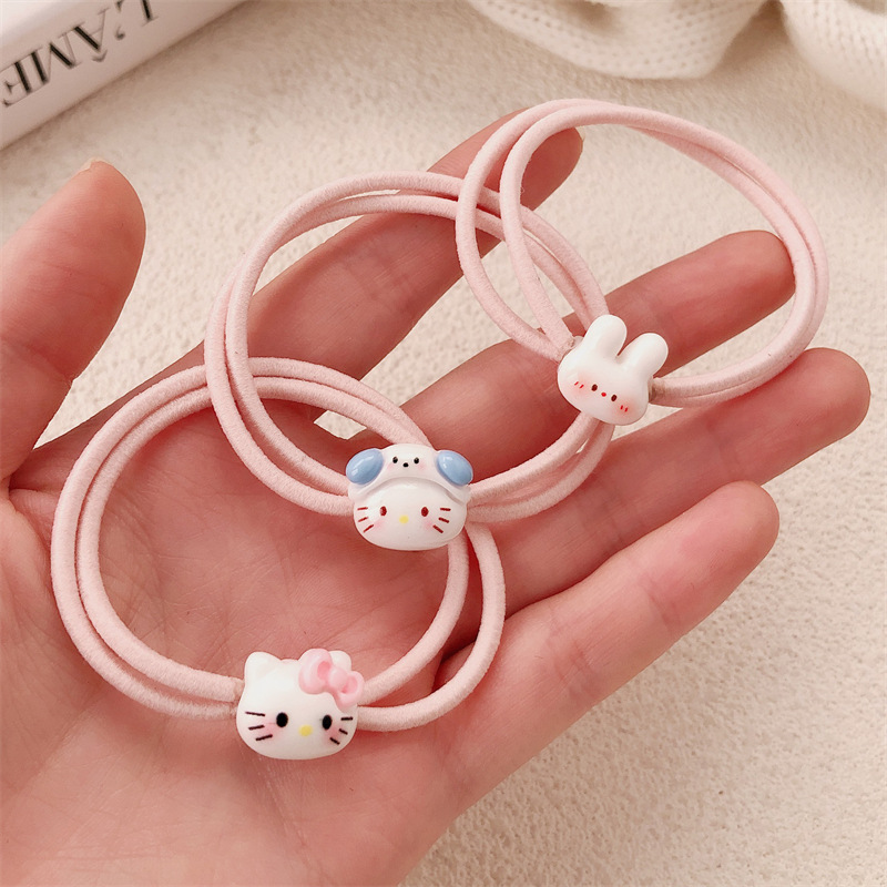 Dibujos animados linda cuerda para el cabello de gato KT simple ins girl lazo para el cabello con banda de goma para el cabello salvaje cuerda para el cabello Mori accesorios para el cabello