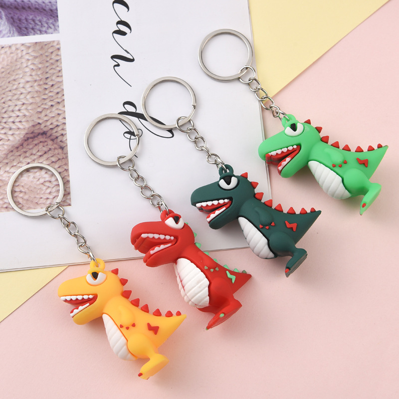 Llavero de goma suave con diseño de dinosaurio de dibujos animados, colgante para estudiantes, regalo pequeño para festivales y eventos, imagen creativa image 3