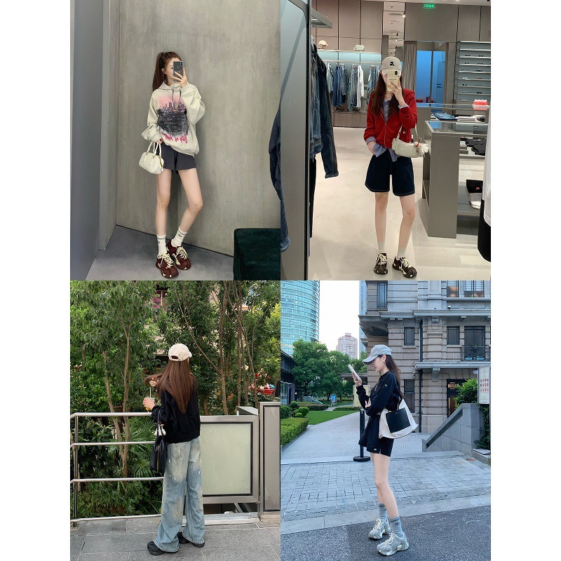 牛皮~嘉力达女鞋增高6cm爆火八爪鱼老爹鞋厚底百搭运动鞋女德训鞋|undefined