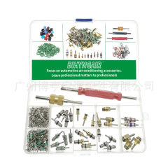 102pcs自動車エアコンバルブケースR12 R134a冷凍修理ツールセット1/4 "5/16"