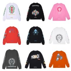 Chrome Heartクローバー高品質双紗純綿男女同一プリント長袖tシャツ合集工場