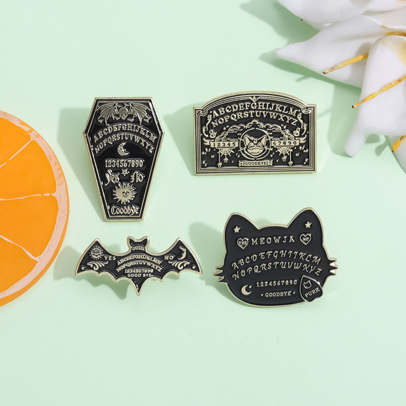 Letter, Cat, Bat Pattern Punk Pin Letter Cat Bat Alloy Plating Unisex Brooches