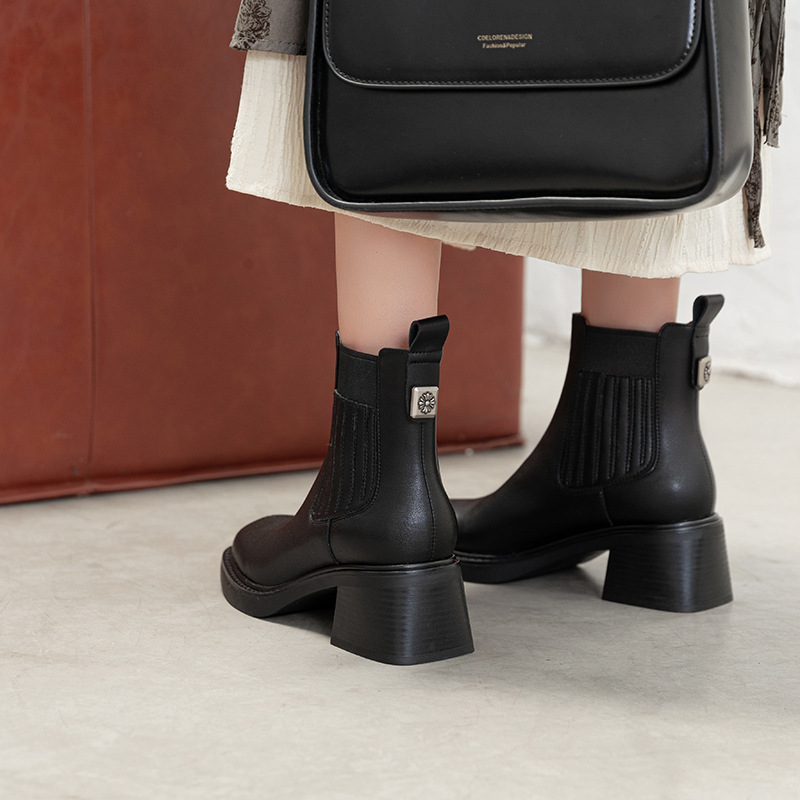 CHIKO Ahlam Square Toe Block Heels Ankle Boots