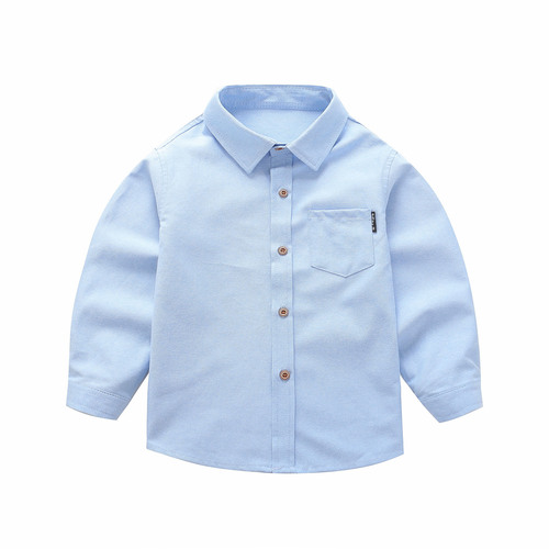 Children's Plain Color Long-Sleeve Shirt for Both Boys and Girls, Spring and Autumn Casual Collar Shirt, Boys' Spring Long-Sleeve Children's Top
