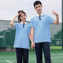 夏季中学生校服套装初中生杏色学院风短袖班服高中毕业集体服团购