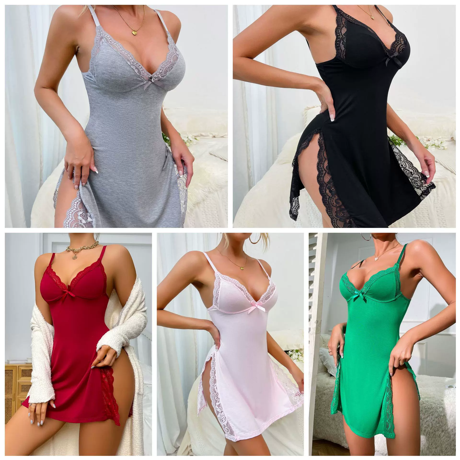新品莫代尔睡衣夏季性感吊带中长裙情趣内衣女诱惑情调居家服套装