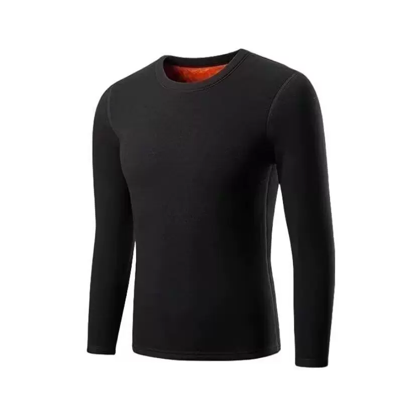 秋冬季保暖圆领长袖T恤男士加厚加绒2025新款休闲打底衫内搭上衣