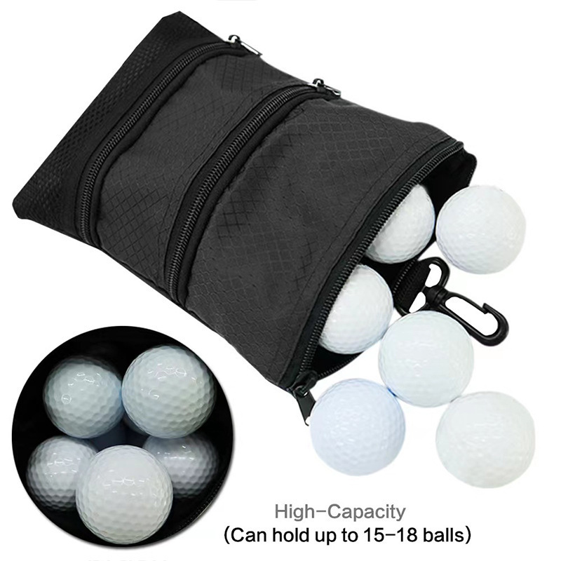 Three-layer capacity golf bag, portable zippered waist hanger, golf cleat accessory storage bag, outdoor golf cleat bag.