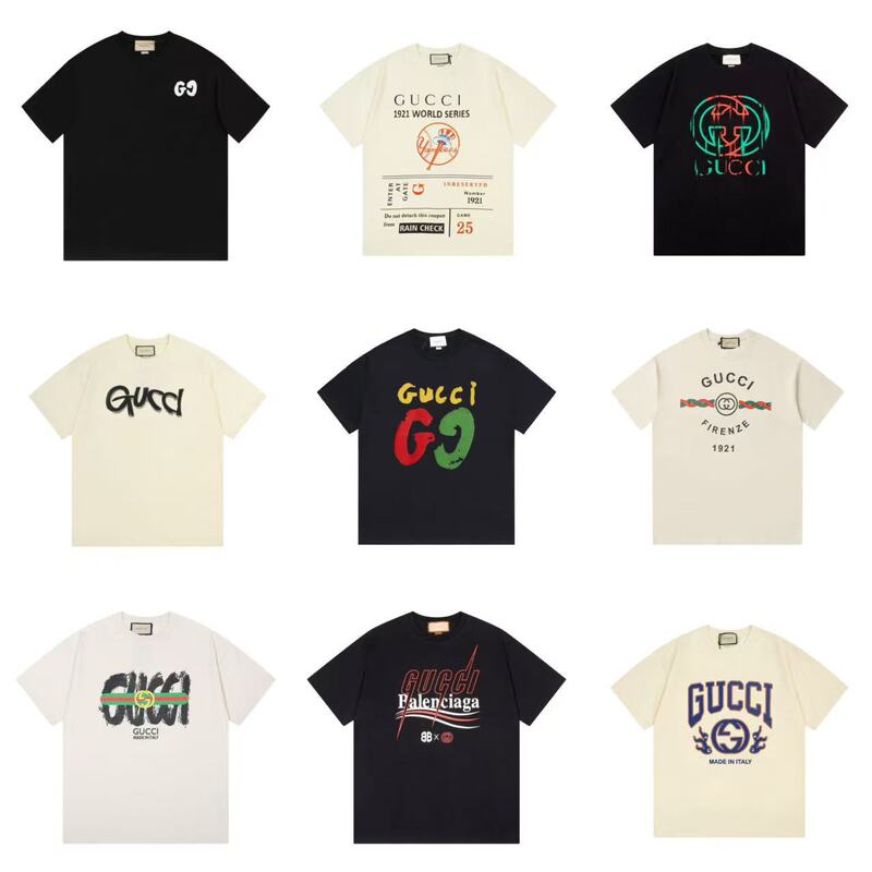 Cross-Border 26Ss High-End Version Gujia European and American Trendy Brand Letter Cartoon Print Loose Casual Unisex Short-Sleeve T-Shirt