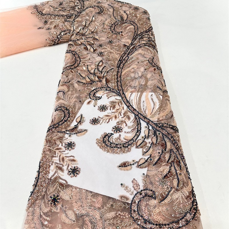 Tejido de bordado de encaje de tubo de sequilla comercio exterior transfronterizo spot vestido de boda vestido de noche vestido de mujer tela