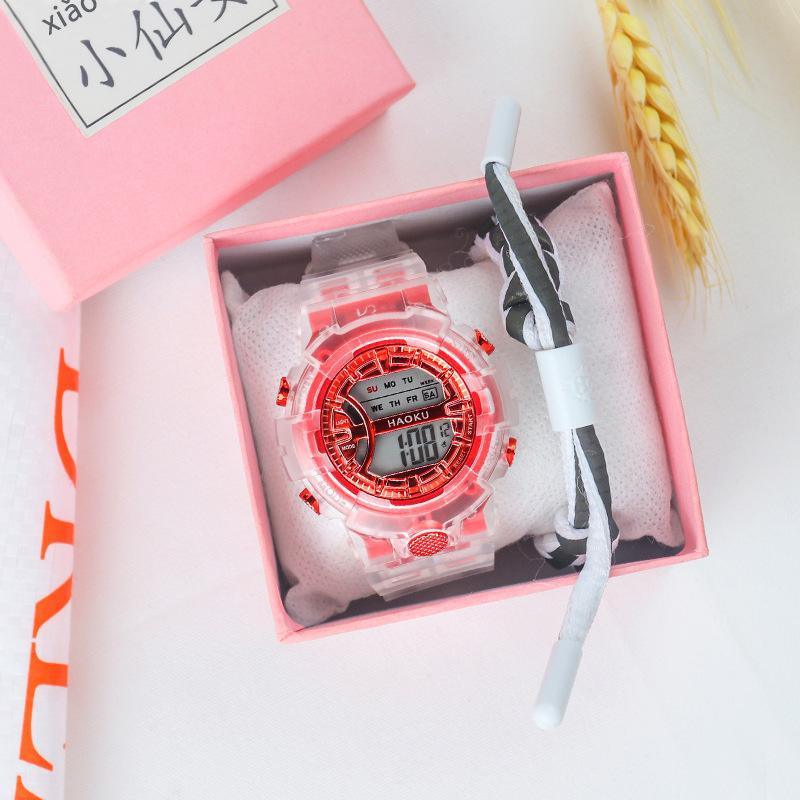 Nuevo transparente simple temperamento moda tendencia unicornio reloj electrónico redondo estudiante deportes caramelo reloj electrónico