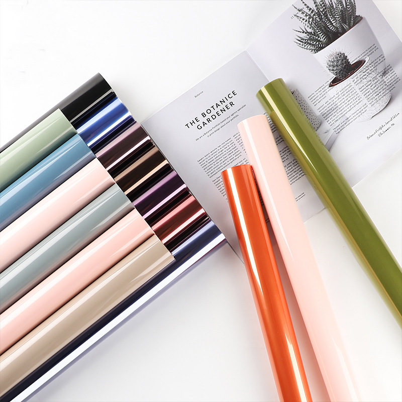 彩色玻璃纸水晶OPP果冻膜鲜花包装纸半透明花束包花材料花店防水