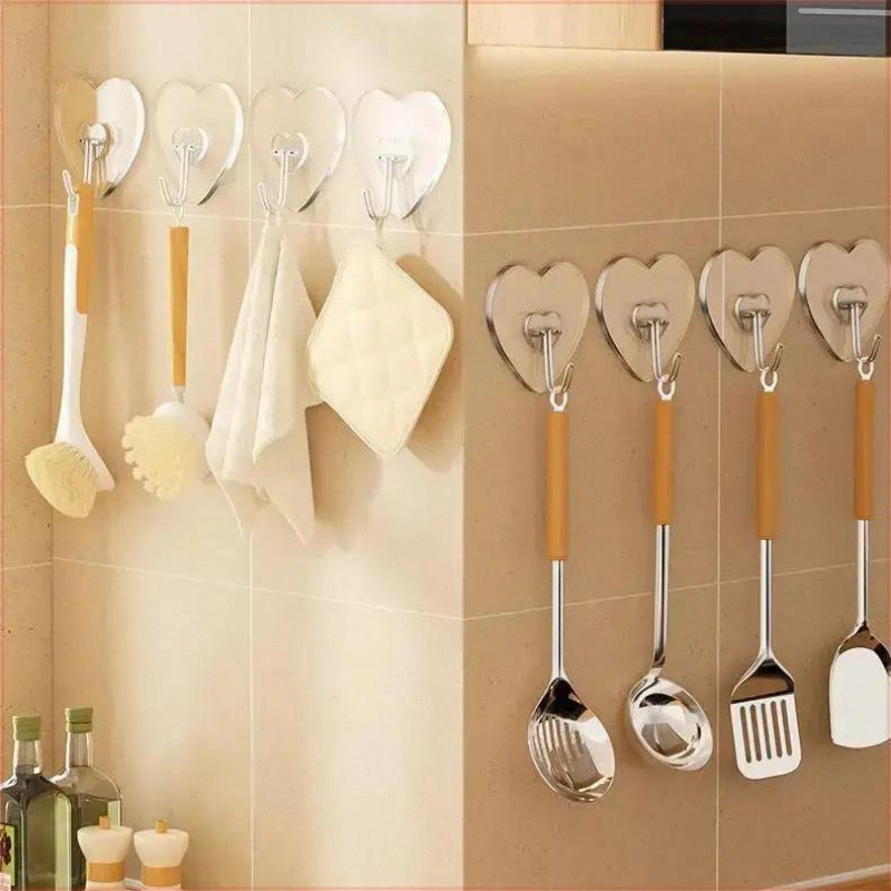 【New Simple Design】Home-use heart-shaped adhesive wall hook, no drilling required, traceless self-adhesive for kitchen and dormitory storage 【New Simple Design】Home-use heart-shaped adhesive wall hook, no drilling required, traceless self-adhesive for kitchen and dormitory storage