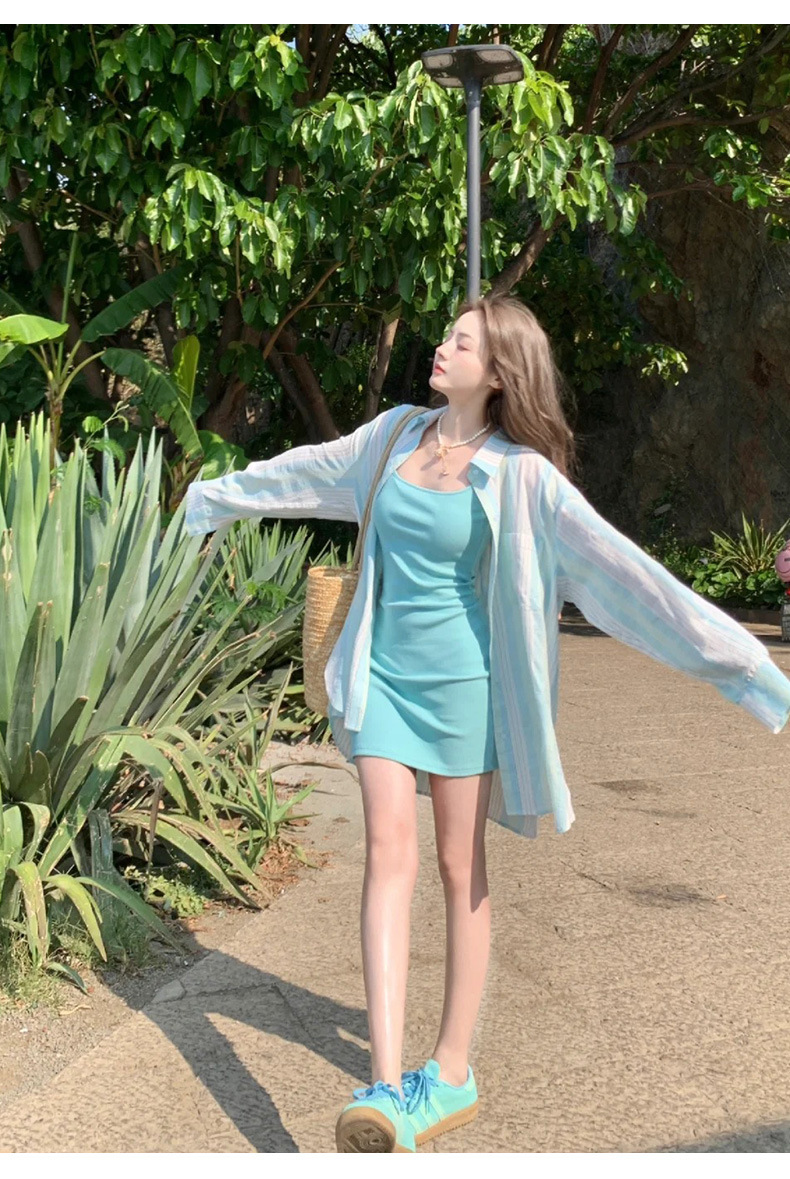 Summer Mint A-Line Dress with Halter Neck