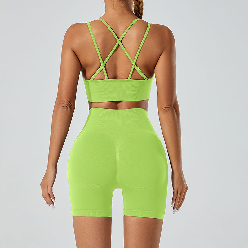 Nueva ropa interior deportiva de recolección sin costuras transfronteriza, pantalones de yoga de cintura alta y glúteos, ropa de fitness para correr, traje de yoga deportivo